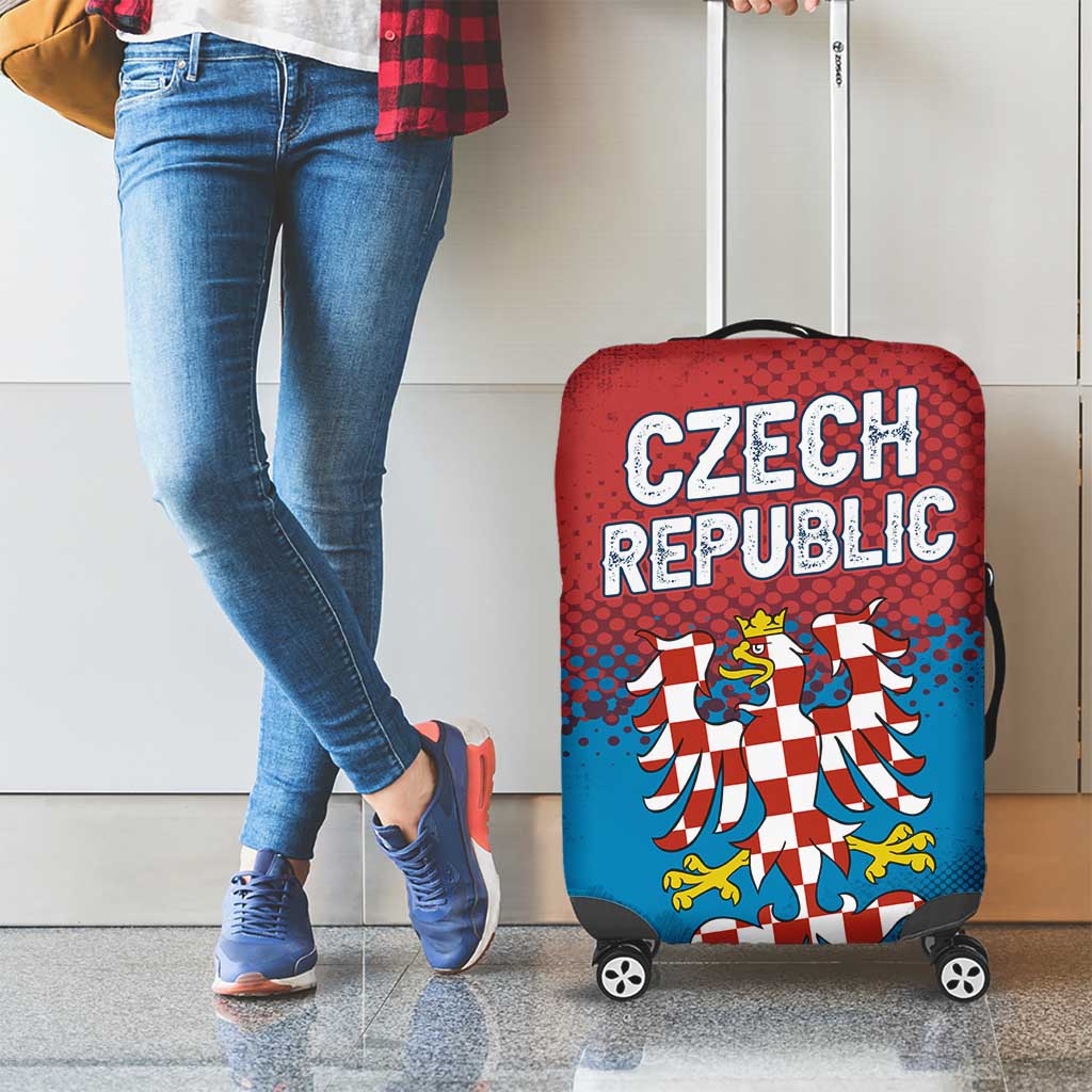 Czech Republic Luggage Cover with Blue Red Gradient Design and National Coat of Arms - Wonder Print Shop