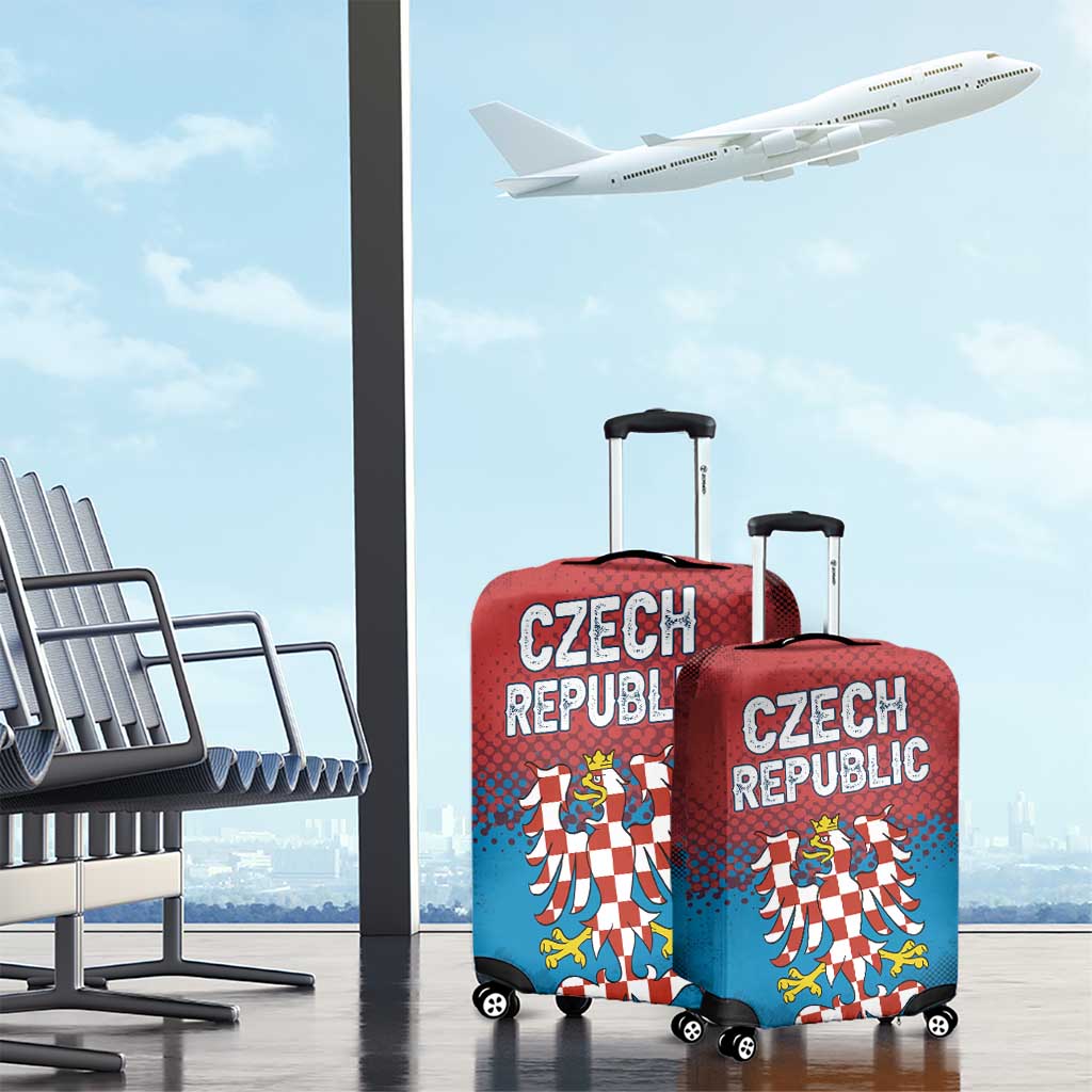 Czech Republic Luggage Cover with Blue Red Gradient Design and National Coat of Arms - Wonder Print Shop