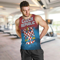 Czech Republic Men Tank Top with Blue Red Gradient Design and National Coat of Arms - Wonder Print Shop