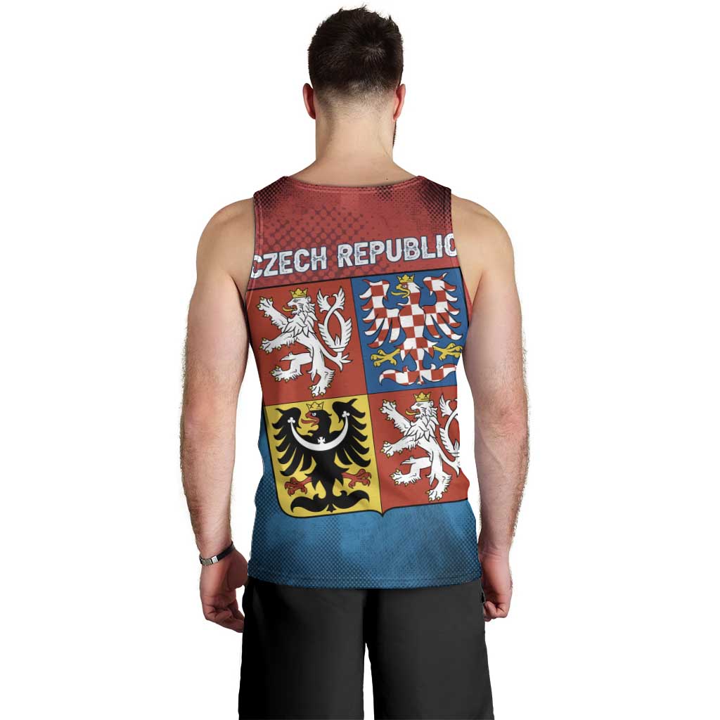 Czech Republic Men Tank Top with Blue Red Gradient Design and National Coat of Arms - Wonder Print Shop
