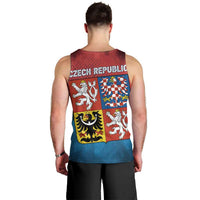 Czech Republic Men Tank Top with Blue Red Gradient Design and National Coat of Arms - Wonder Print Shop