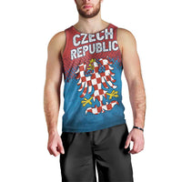 Czech Republic Men Tank Top with Blue Red Gradient Design and National Coat of Arms - Wonder Print Shop