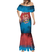 Czech Republic Mermaid Dress with Blue Red Gradient Design and National Coat of Arms - Wonder Print Shop