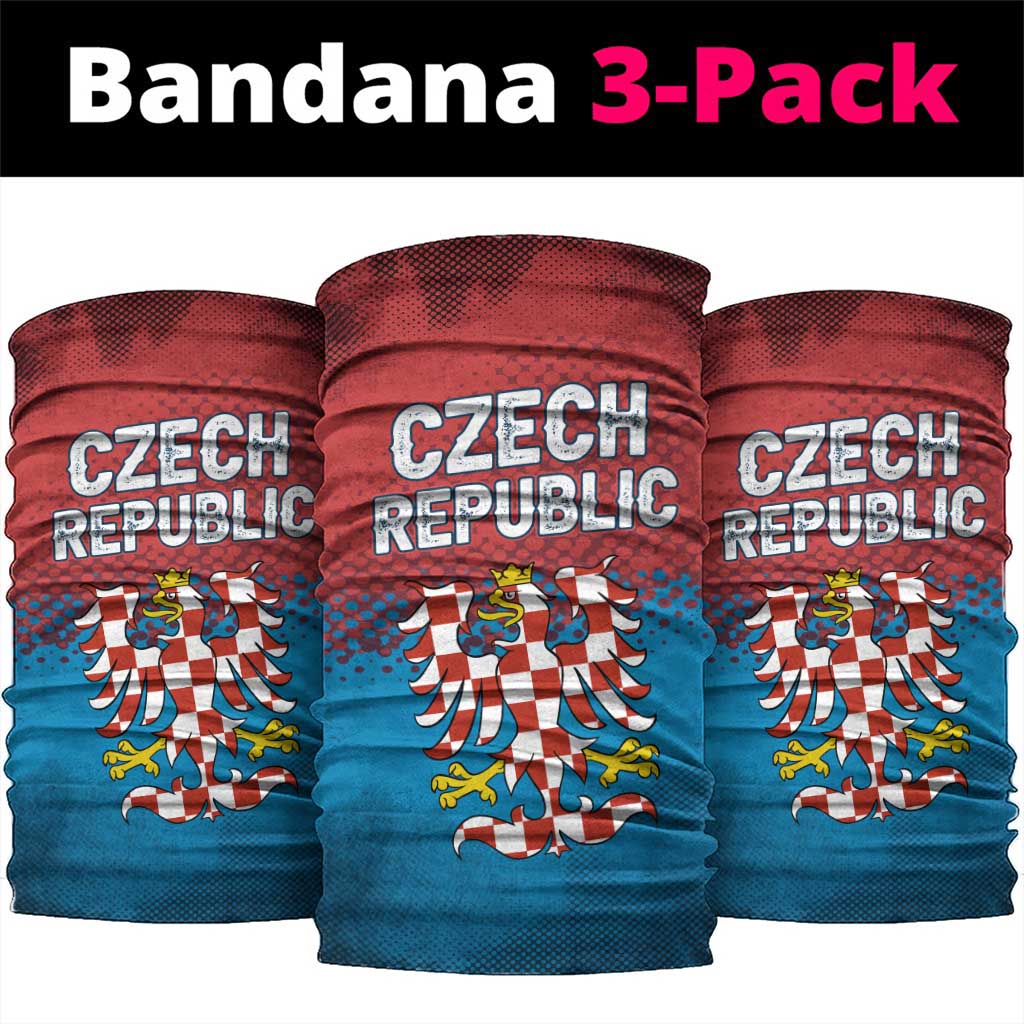 Czech Republic Neck Gaiter with Blue Red Gradient Design and National Coat of Arms TS04