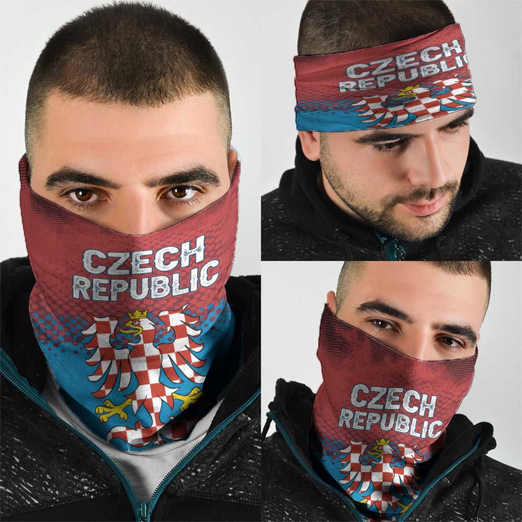 Czech Republic Neck Gaiter with Blue Red Gradient Design and National Coat of Arms TS04
