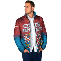 Czech Republic Padded Jacket with Blue Red Gradient Design and National Coat of Arms - Wonder Print Shop