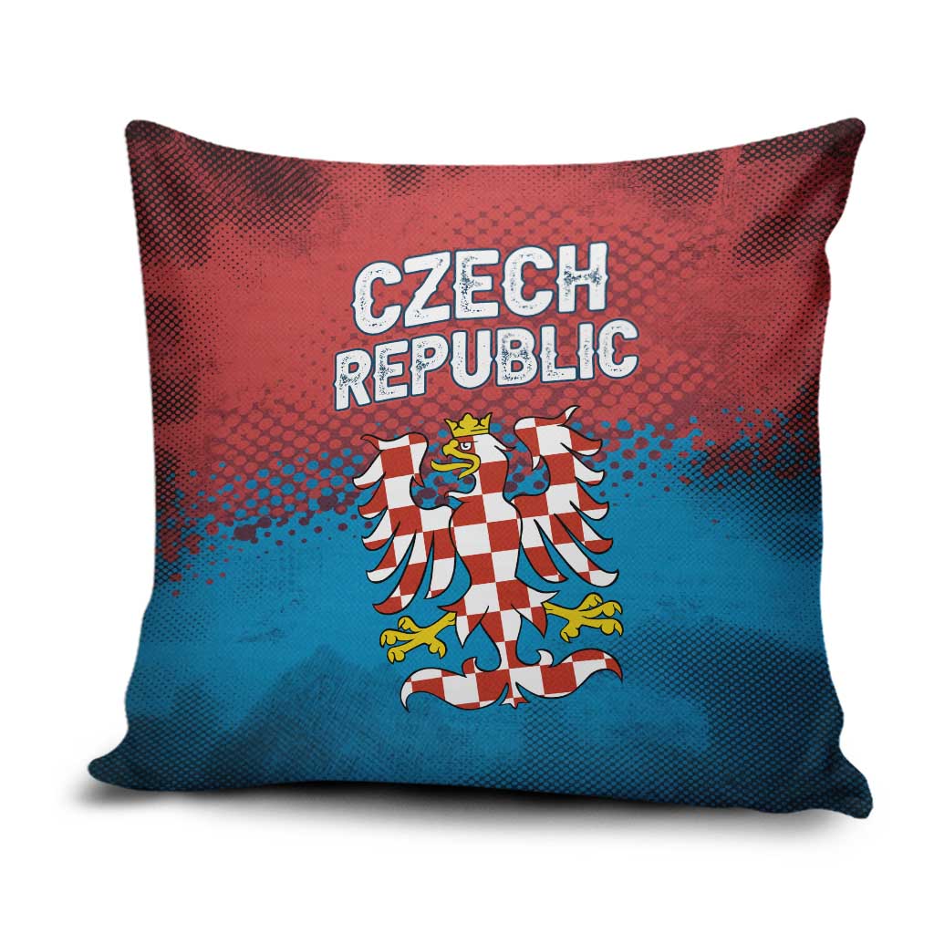 Czech Republic Pillow Cover with Blue Red Gradient Design and National Coat of Arms - Wonder Print Shop