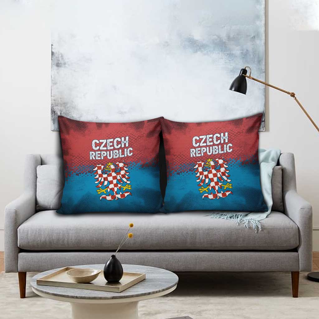 Czech Republic Pillow Cover with Blue Red Gradient Design and National Coat of Arms - Wonder Print Shop