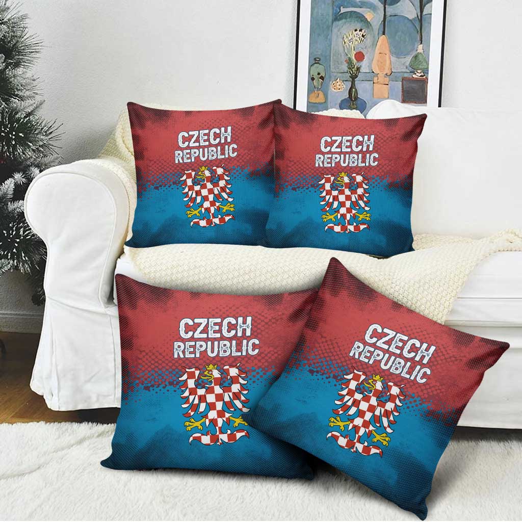 Czech Republic Pillow Cover with Blue Red Gradient Design and National Coat of Arms - Wonder Print Shop