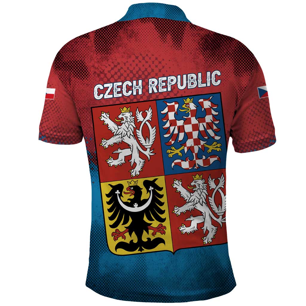 Czech Republic Polo Shirt with Blue Red Gradient Design and National Coat of Arms - Wonder Print Shop
