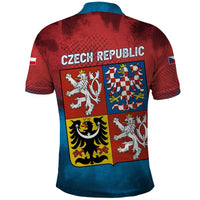 Czech Republic Polo Shirt with Blue Red Gradient Design and National Coat of Arms - Wonder Print Shop
