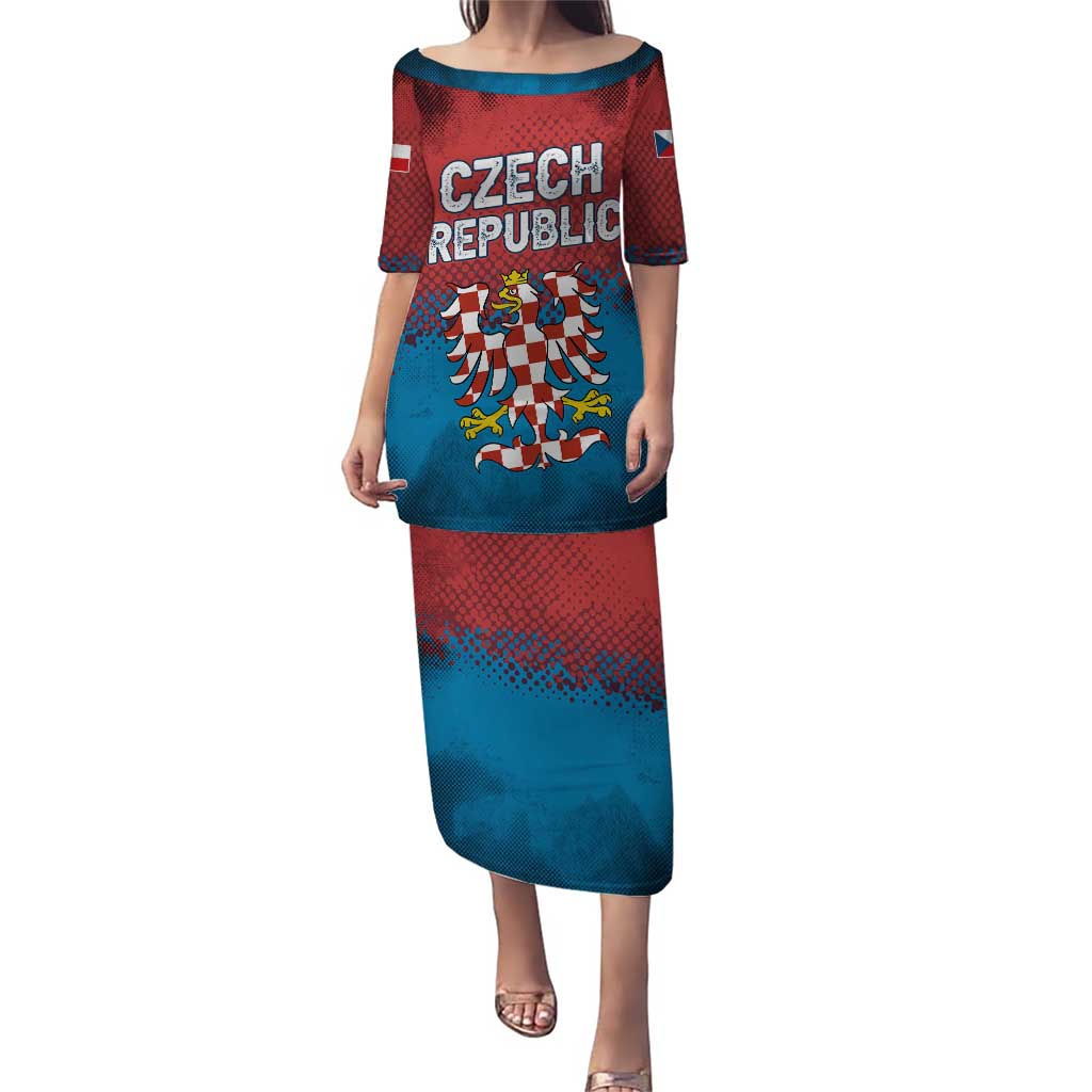 Czech Republic Puletasi with Blue Red Gradient Design and National Coat of Arms - Wonder Print Shop
