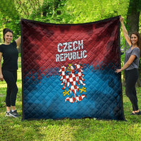 Czech Republic Quilt with Blue Red Gradient Design and National Coat of Arms - Wonder Print Shop
