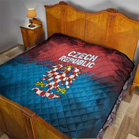 Czech Republic Quilt with Blue Red Gradient Design and National Coat of Arms - Wonder Print Shop