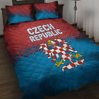 Czech Republic Quilt Bed Set with Blue Red Gradient Design and National Coat of Arms - Wonder Print Shop