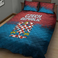 Czech Republic Quilt Bed Set with Blue Red Gradient Design and National Coat of Arms - Wonder Print Shop