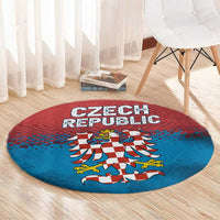 Czech Republic Round Carpet with Blue Red Gradient Design and National Coat of Arms - Wonder Print Shop