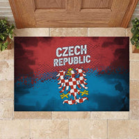 Czech Republic Rubber Doormat with Blue Red Gradient Design and National Coat of Arms - Wonder Print Shop