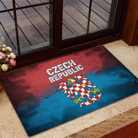 Czech Republic Rubber Doormat with Blue Red Gradient Design and National Coat of Arms - Wonder Print Shop