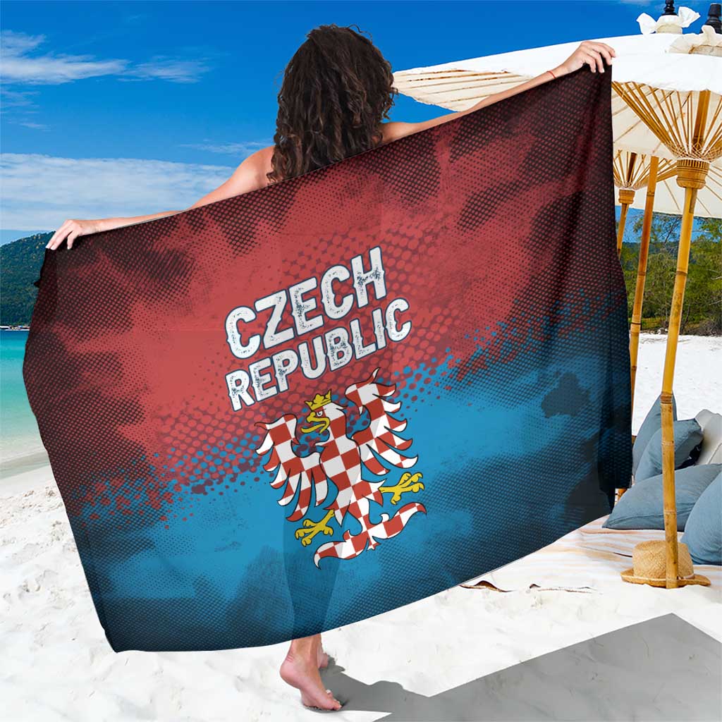 Czech Republic Sarong with Blue Red Gradient Design and National Coat of Arms - Wonder Print Shop