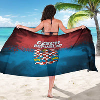 Czech Republic Sarong with Blue Red Gradient Design and National Coat of Arms - Wonder Print Shop