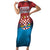 Czech Republic Short Sleeve Bodycon Dress with Blue Red Gradient Design and National Coat of Arms - Wonder Print Shop