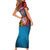Czech Republic Short Sleeve Bodycon Dress with Blue Red Gradient Design and National Coat of Arms - Wonder Print Shop