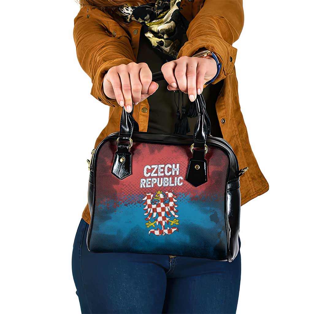 Czech Republic Shoulder Handbag with Blue Red Gradient Design and National Coat of Arms - Wonder Print Shop