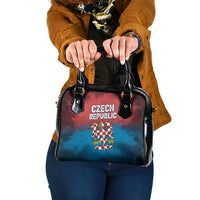 Czech Republic Shoulder Handbag with Blue Red Gradient Design and National Coat of Arms - Wonder Print Shop