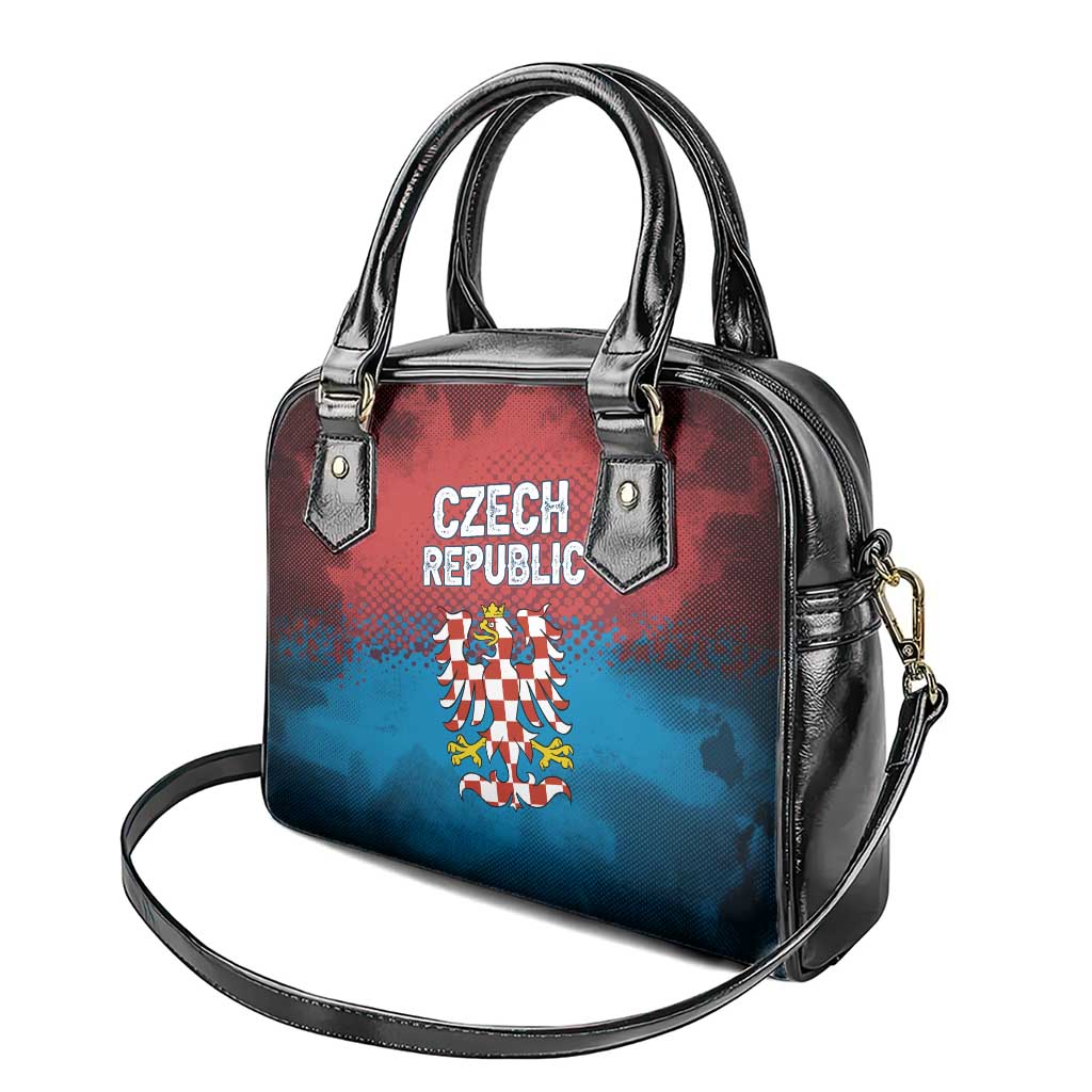Czech Republic Shoulder Handbag with Blue Red Gradient Design and National Coat of Arms - Wonder Print Shop