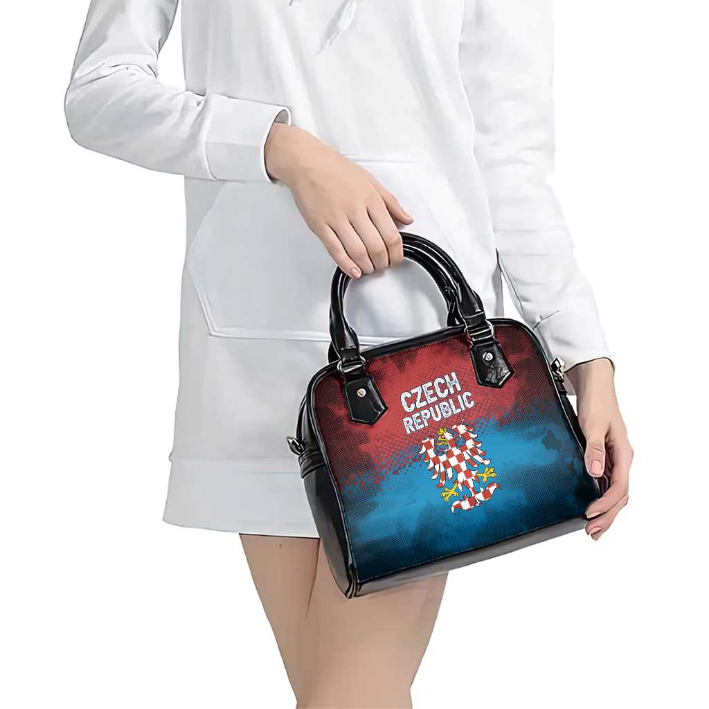 Czech Republic Shoulder Handbag with Blue Red Gradient Design and National Coat of Arms - Wonder Print Shop
