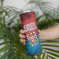 Czech Republic Skinny Tumbler with Blue Red Gradient Design and National Coat of Arms - Wonder Print Shop