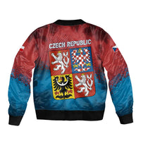 Czech Republic Sleeve Zip Bomber Jacket with Blue Red Gradient Design and National Coat of Arms - Wonder Print Shop