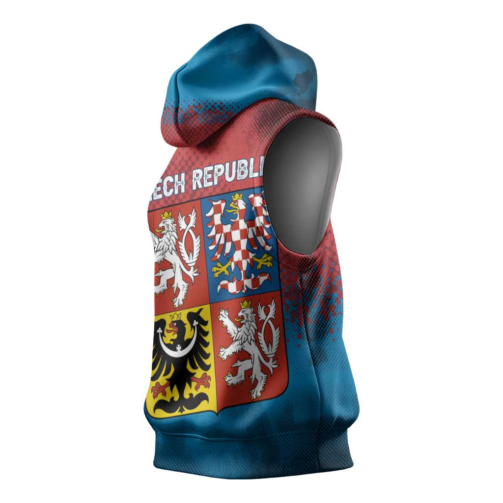 Czech Republic Sleeveless Hoodie with Blue Red Gradient Design and National Coat of Arms - Wonder Print Shop