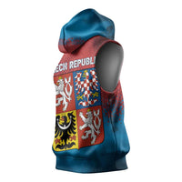 Czech Republic Sleeveless Hoodie with Blue Red Gradient Design and National Coat of Arms - Wonder Print Shop
