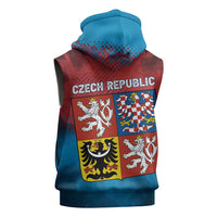 Czech Republic Sleeveless Zip Hoodie with Blue Red Gradient Design and National Coat of Arms - Wonder Print Shop