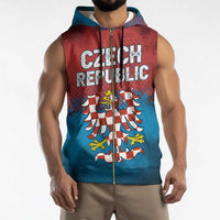 Czech Republic Sleeveless Zip Hoodie with Blue Red Gradient Design and National Coat of Arms - Wonder Print Shop