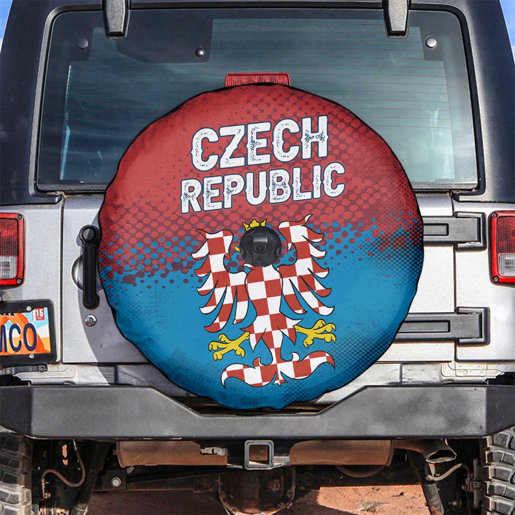 Czech Republic Spare Tire Cover with Blue Red Gradient Design and National Coat of Arms - Wonder Print Shop