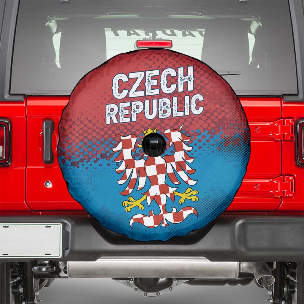Czech Republic Spare Tire Cover with Blue Red Gradient Design and National Coat of Arms - Wonder Print Shop
