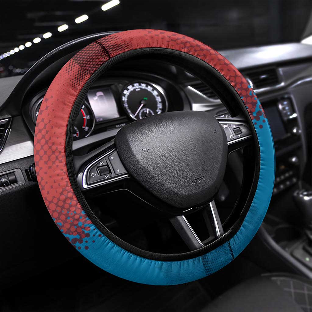 Czech Republic Steering Wheel Cover with Blue Red Gradient Design and National Coat of Arms - Wonder Print Shop