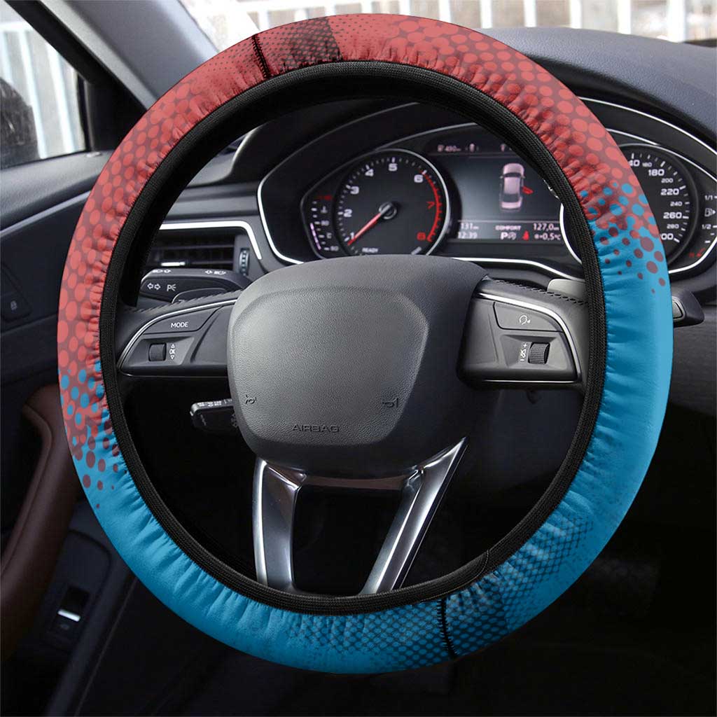 Czech Republic Steering Wheel Cover with Blue Red Gradient Design and National Coat of Arms - Wonder Print Shop