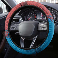 Czech Republic Steering Wheel Cover with Blue Red Gradient Design and National Coat of Arms - Wonder Print Shop