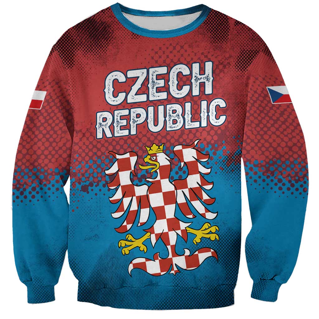 Czech Republic Sweatshirt with Blue Red Gradient Design and National Coat of Arms - Wonder Print Shop