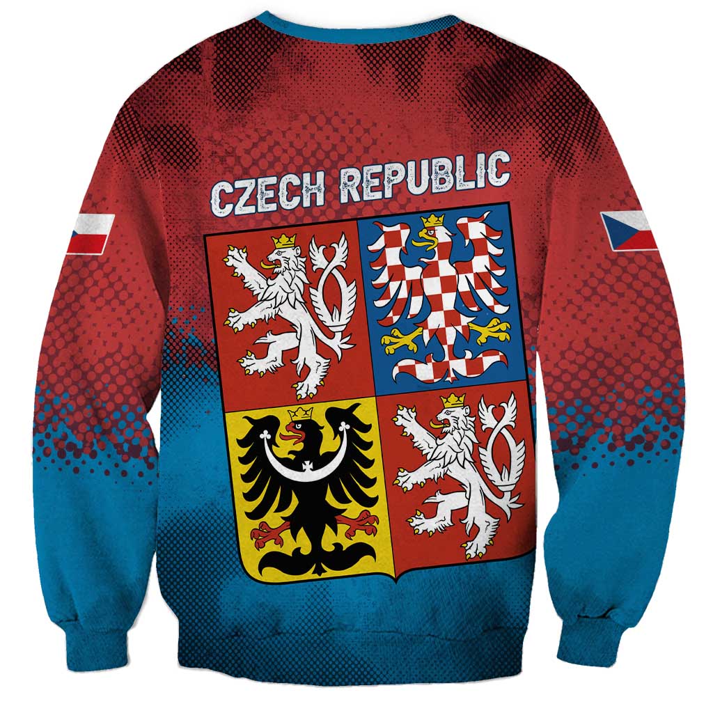 Czech Republic Sweatshirt with Blue Red Gradient Design and National Coat of Arms - Wonder Print Shop