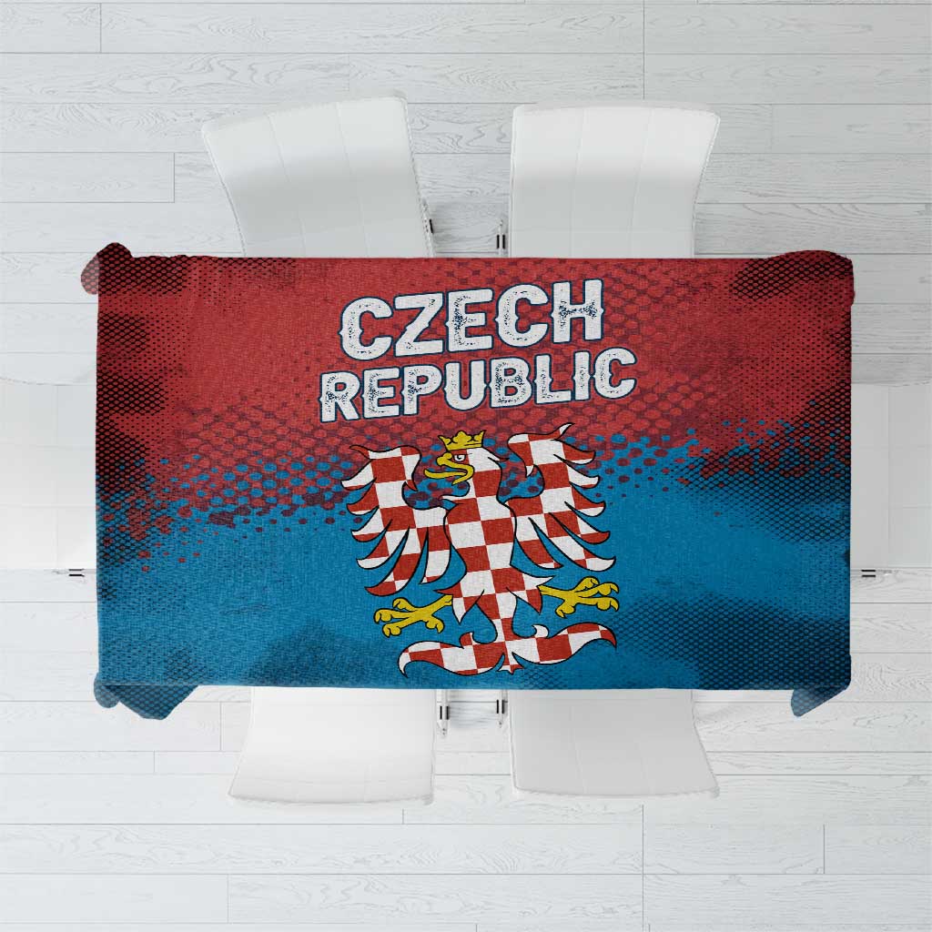 Czech Republic Tablecloth with Blue Red Gradient Design and National Coat of Arms - Wonder Print Shop