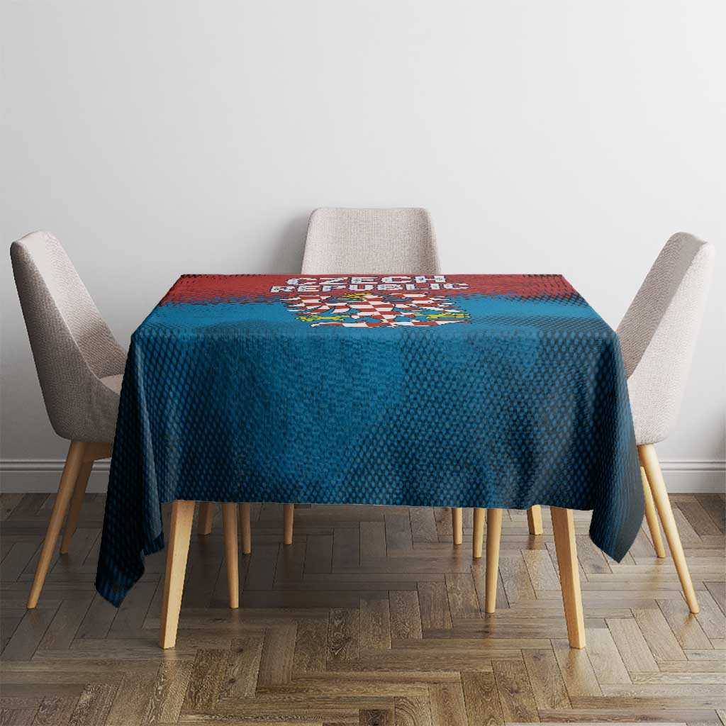 Czech Republic Tablecloth with Blue Red Gradient Design and National Coat of Arms - Wonder Print Shop