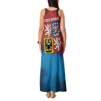 Czech Republic Tank Maxi Dress with Blue Red Gradient Design and National Coat of Arms - Wonder Print Shop