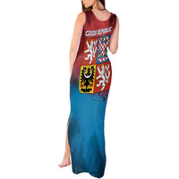 Czech Republic Tank Maxi Dress with Blue Red Gradient Design and National Coat of Arms - Wonder Print Shop