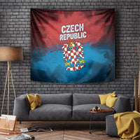 Czech Republic Tapestry with Blue Red Gradient Design and National Coat of Arms - Wonder Print Shop