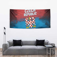 Czech Republic Tapestry with Blue Red Gradient Design and National Coat of Arms - Wonder Print Shop
